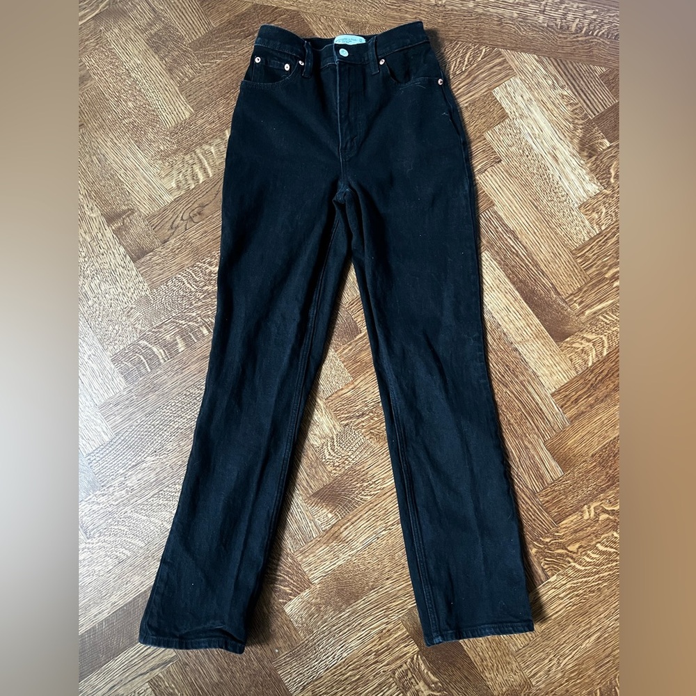 ABERCROMBIE & FITCH Curve Love 90s Straight High Rise Denim Jeans Grunge 24